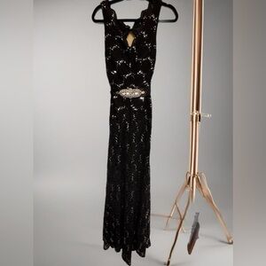 MyMichelle Formal Black Lace and Silver Sequin Dress